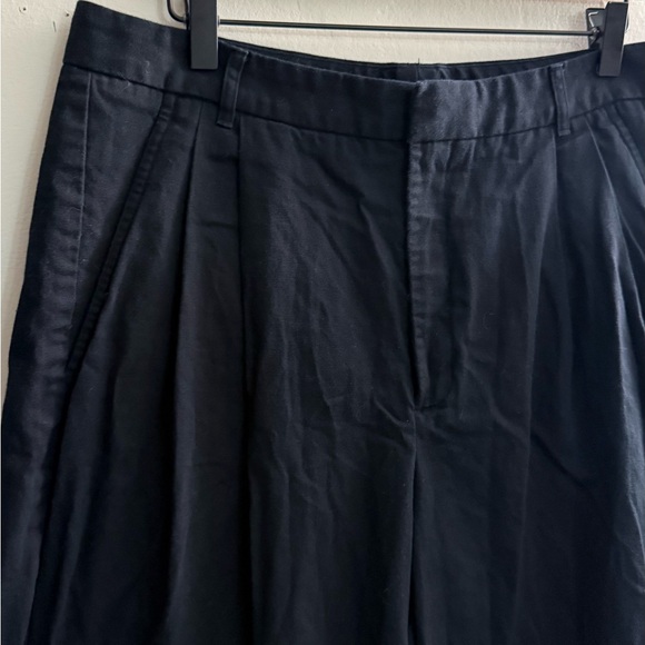 Banana Republic Explorer Nouve Wide Leg Pleated Pants Black 12 Cotton - Picture 5 of 10